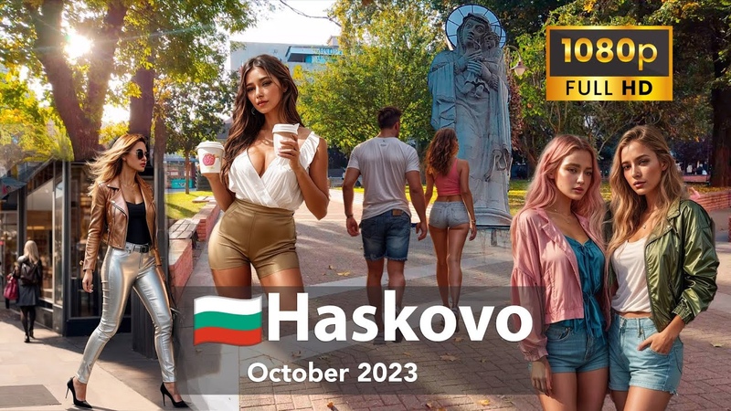 40 min Walking tour Bulgaria HASKOVO , October 2023, Full HD, bulgaria, walk,