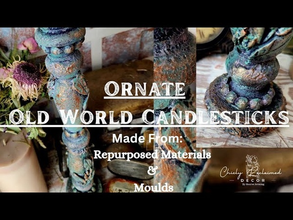 Upcycled Candlestick Makeover: Create an Ornate Design with Moulds An Old Word Style Paint